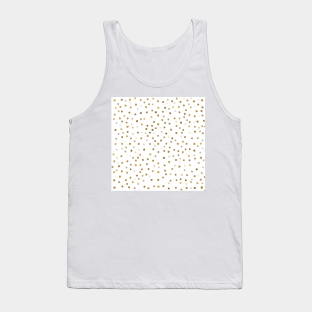 Girly Gold Dots Confetti White Design Tank Top by NdesignTrend
